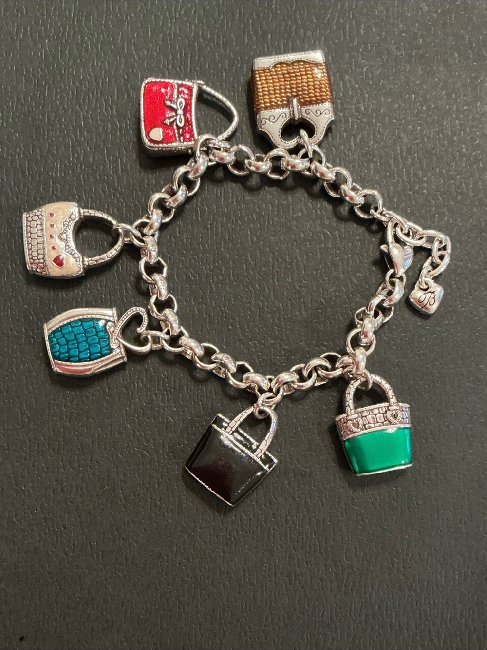 Brighton Enamel Handbags Charm Bracelet